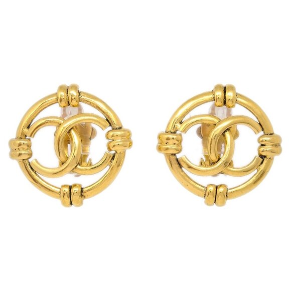 Chanel Gold Button Earrings Clip-On - Picture 1 of 4